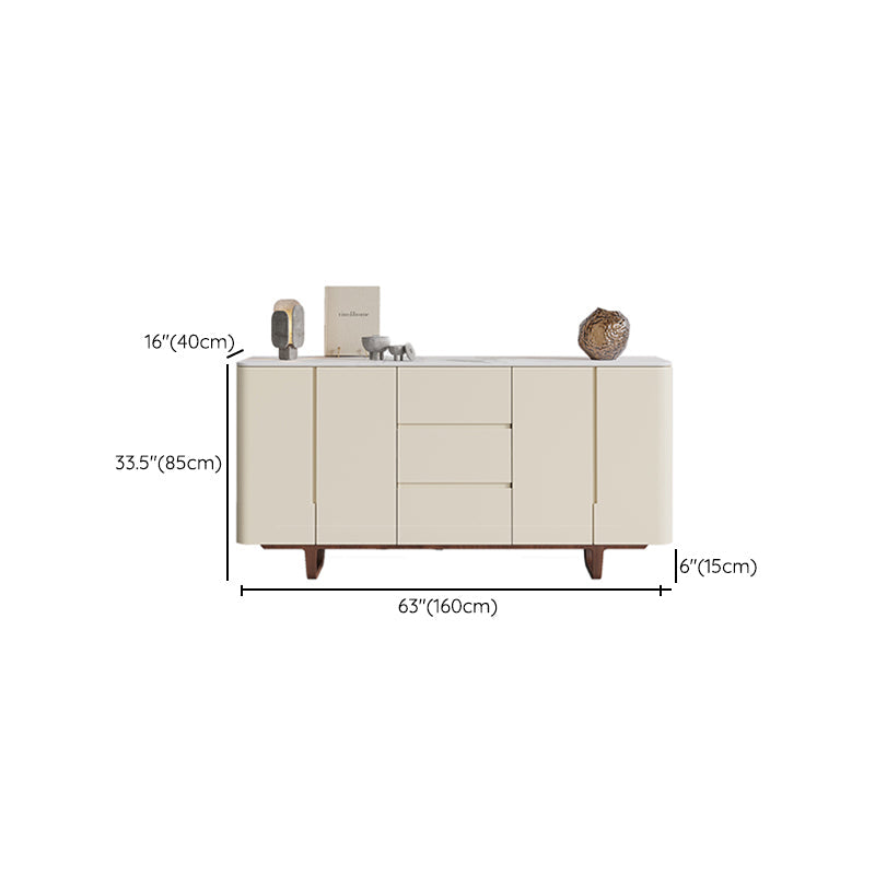 Stone Credenza Contemporary Style Sideboard with Cabinets and Drawers Clearhalo 'buffet_sideboard' 'Buffets & Sideboards' 'furn' 'furn_buffet_sideboard' 'Furniture' 'Kitchen & Dining Furniture' 6939782
