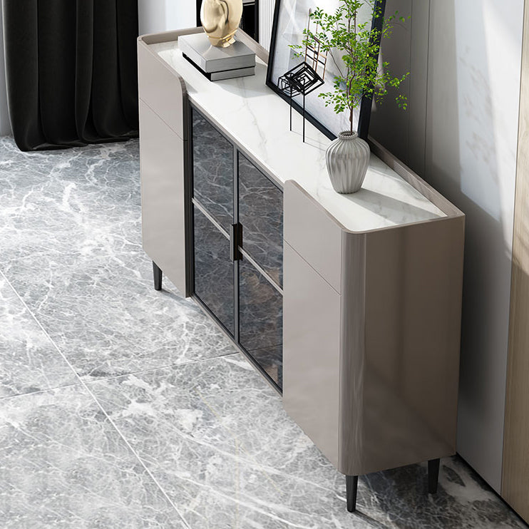 Bouchon contemporain de crédinza avec serveur de lumières LED avec armoires et tiroirs