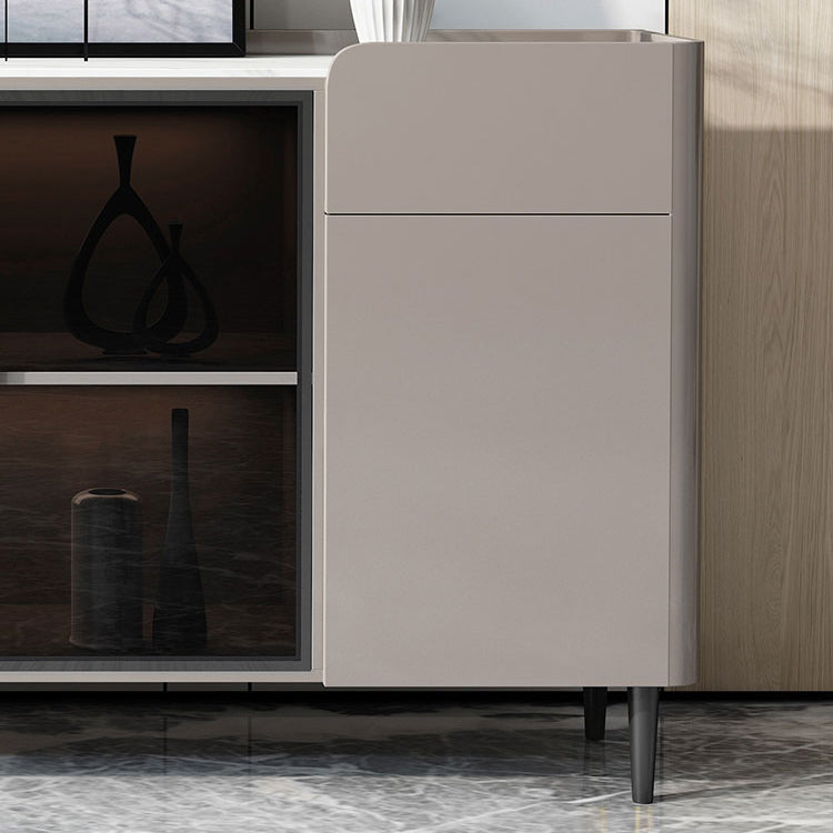 Bouchon contemporain de crédinza avec serveur de lumières LED avec armoires et tiroirs