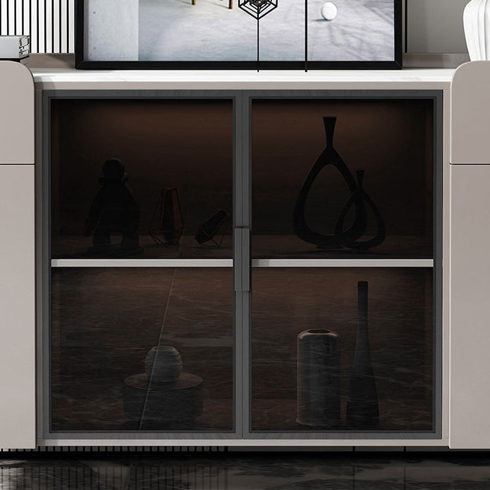 Bouchon contemporain de crédinza avec serveur de lumières LED avec armoires et tiroirs