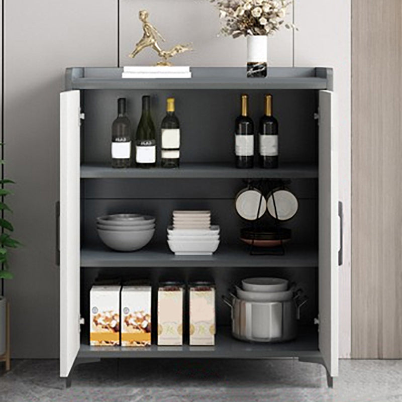 Contemporary Style Sideboard Stone Adjustable Shelving Side Board with Cabinets 24"L x 16"W x 35"H Grey Clearhalo 'buffet_sideboard' 'Buffets & Sideboards' 'furn' 'furn_buffet_sideboard' 'Furniture' 'Kitchen & Dining Furniture' 6939818