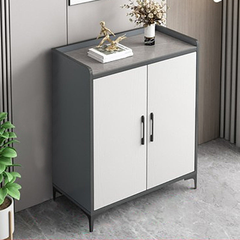 Contemporary Style Sideboard Stone Adjustable Shelving Side Board with Cabinets 28"L x 16"W x 35"H Grey Clearhalo 'buffet_sideboard' 'Buffets & Sideboards' 'furn' 'furn_buffet_sideboard' 'Furniture' 'Kitchen & Dining Furniture' 6939820