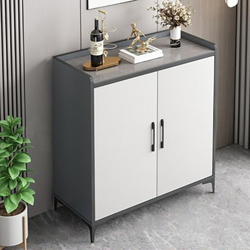Contemporary Style Sideboard Stone Adjustable Shelving Side Board with Cabinets 31"L x 16"W x 35"H Grey Clearhalo 'buffet_sideboard' 'Buffets & Sideboards' 'furn' 'furn_buffet_sideboard' 'Furniture' 'Kitchen & Dining Furniture' 6939821