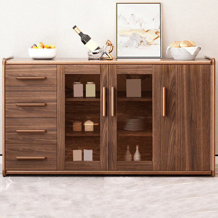 Moderne Sideboard Holzglas Türen Seitenbrett mit Schubladen und Schränken