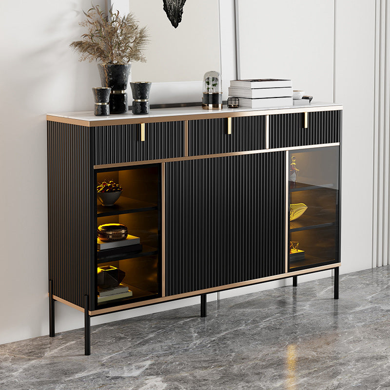 Sideboard Steintüren im Glam -Stil Seitenbrett mit Schränken und Schubladen
