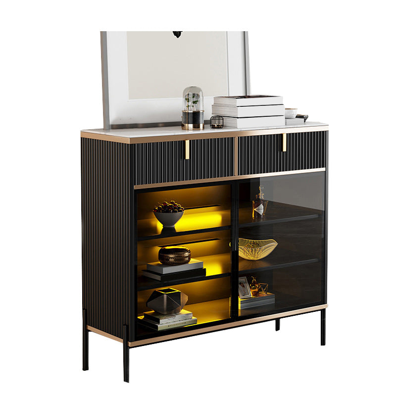Sideboard Steintüren im Glam -Stil Seitenbrett mit Schränken und Schubladen