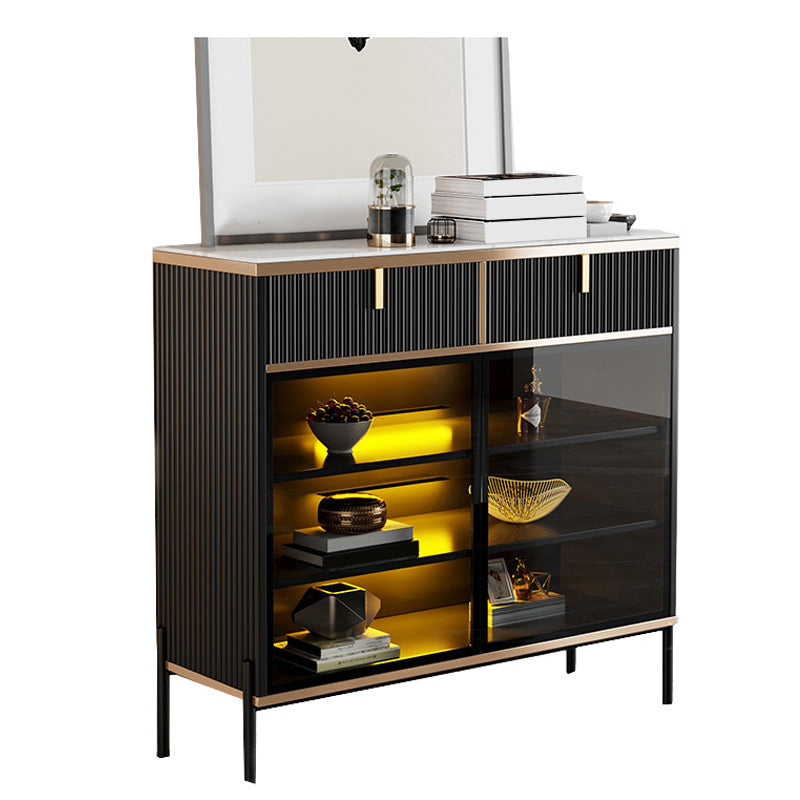 Sideboard Steintüren im Glam -Stil Seitenbrett mit Schränken und Schubladen