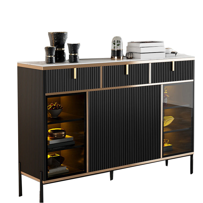 Sideboard Steintüren im Glam -Stil Seitenbrett mit Schränken und Schubladen