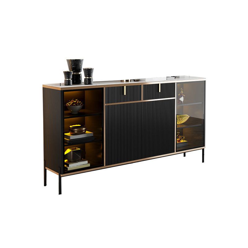 Sideboard Steintüren im Glam -Stil Seitenbrett mit Schränken und Schubladen