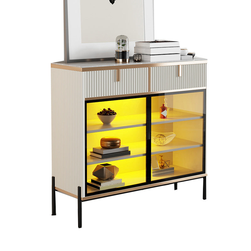 Sideboard Steintüren im Glam -Stil Seitenbrett mit Schränken und Schubladen