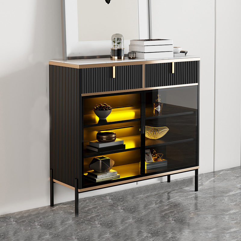 Sideboard Steintüren im Glam -Stil Seitenbrett mit Schränken und Schubladen