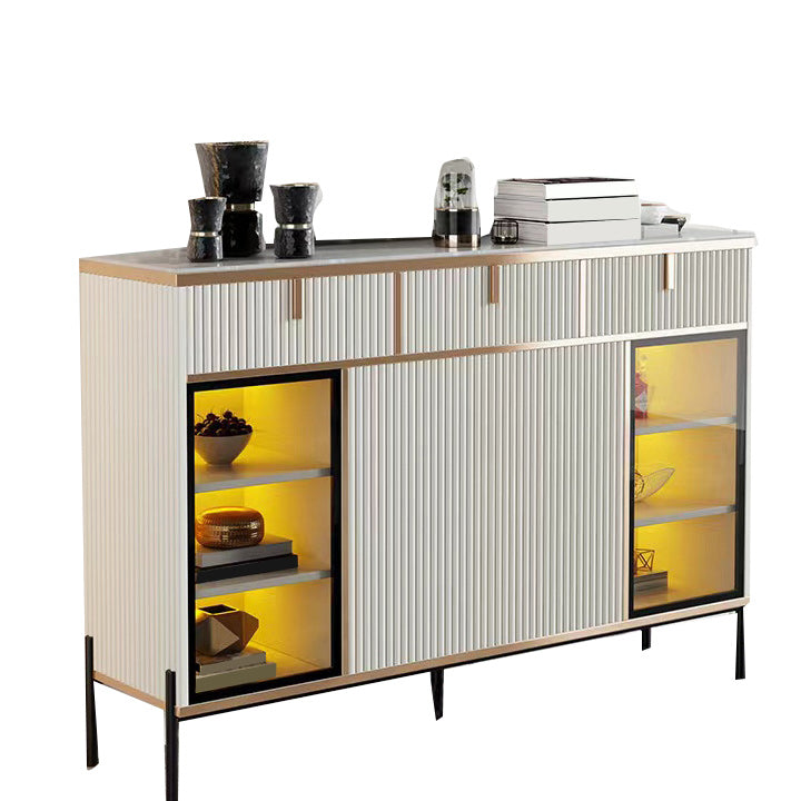 Sideboard Steintüren im Glam -Stil Seitenbrett mit Schränken und Schubladen