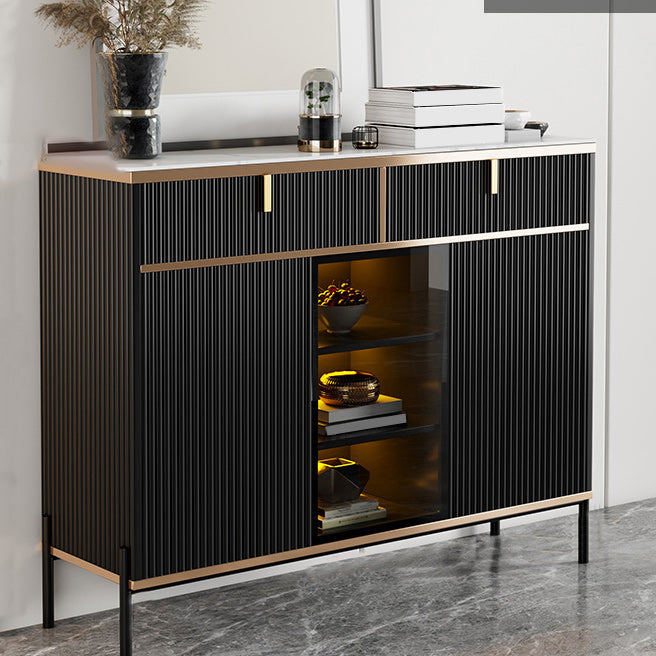 Sideboard Steintüren im Glam -Stil Seitenbrett mit Schränken und Schubladen