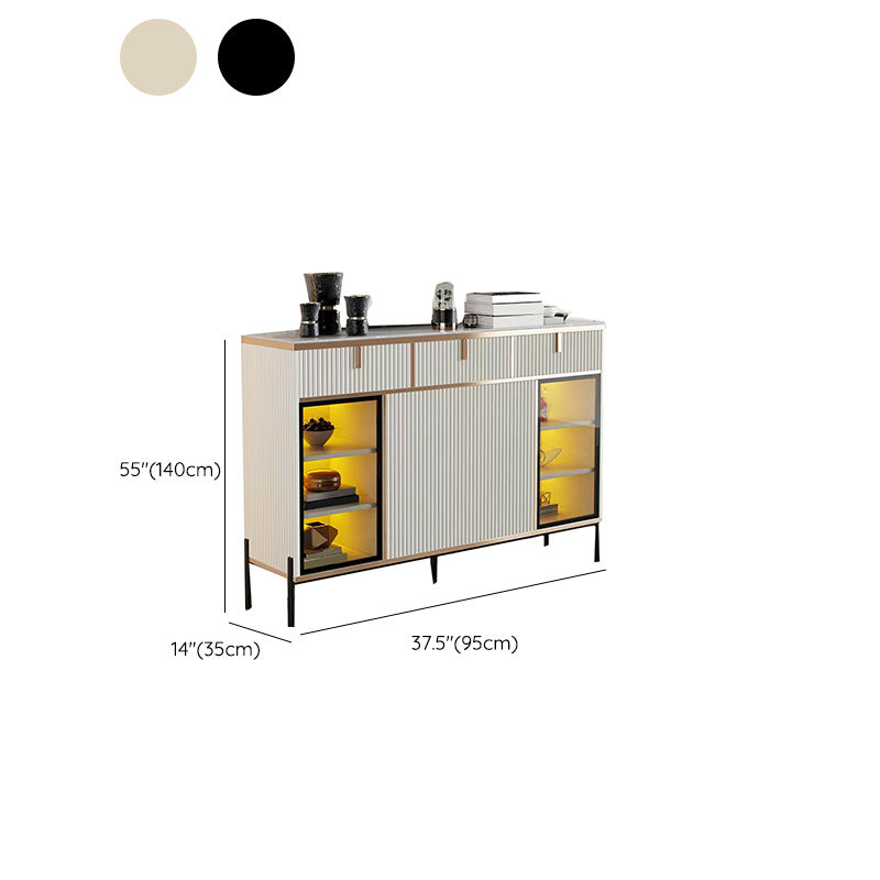Sideboard Steintüren im Glam -Stil Seitenbrett mit Schränken und Schubladen