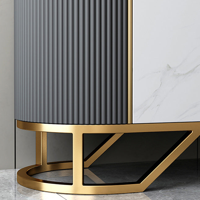 Glamstil Sideboard Marmor Glastüren Seitenbrett mit Schränken