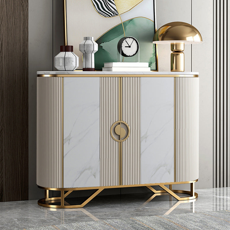 Glamstil Sideboard Marmor Glastüren Seitenbrett mit Schränken