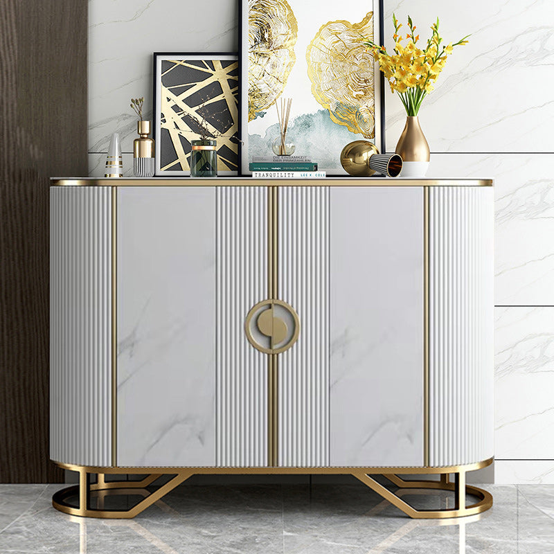 Glamstil Sideboard Marmor Glastüren Seitenbrett mit Schränken