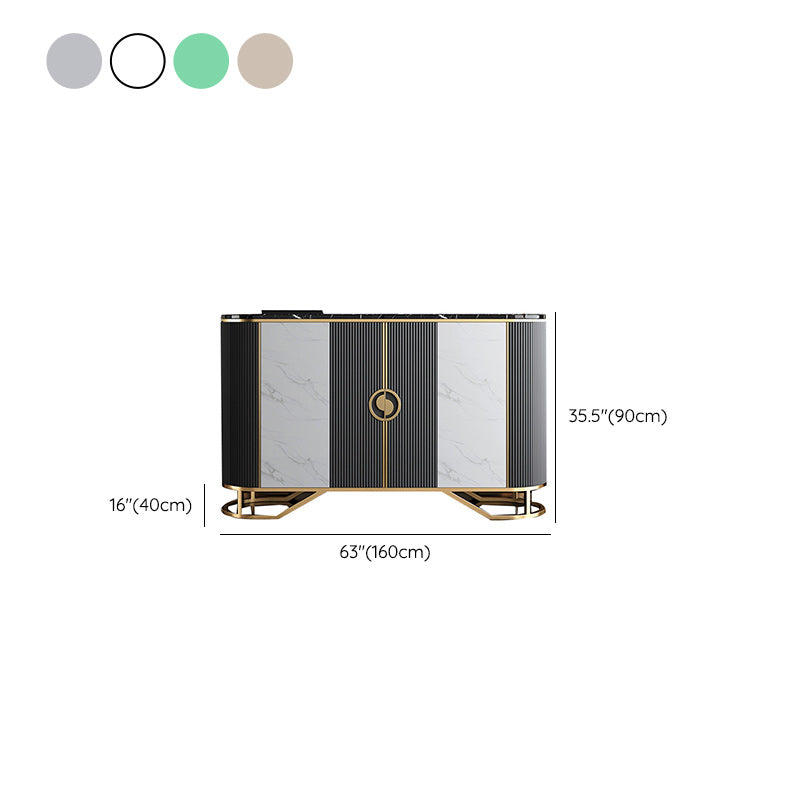 Glamstil Sideboard Marmor Glastüren Seitenbrett mit Schränken
