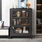 Wood Buffet Sideboard Contemporary Style Side Board with Cabinets 24"L x 16"W x 41"H Black Clearhalo 'buffet_sideboard' 'Buffets & Sideboards' 'furn' 'furn_buffet_sideboard' 'Furniture' 'Kitchen & Dining Furniture' 6940065