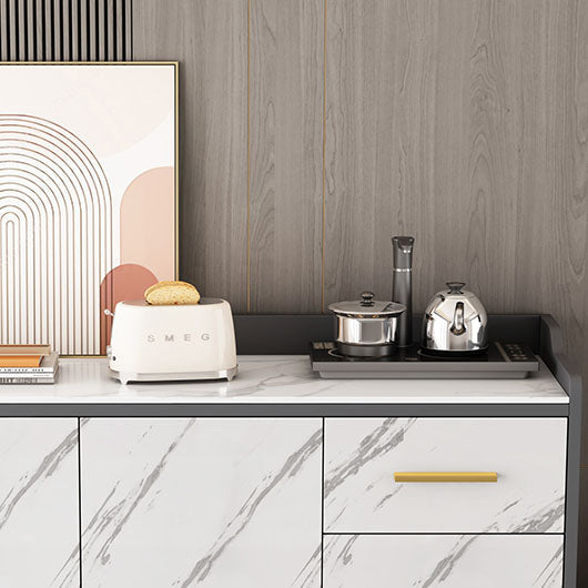 引き出しとキャビネットを備えたモダンなスタイルのサイドボアストーンサイドボード