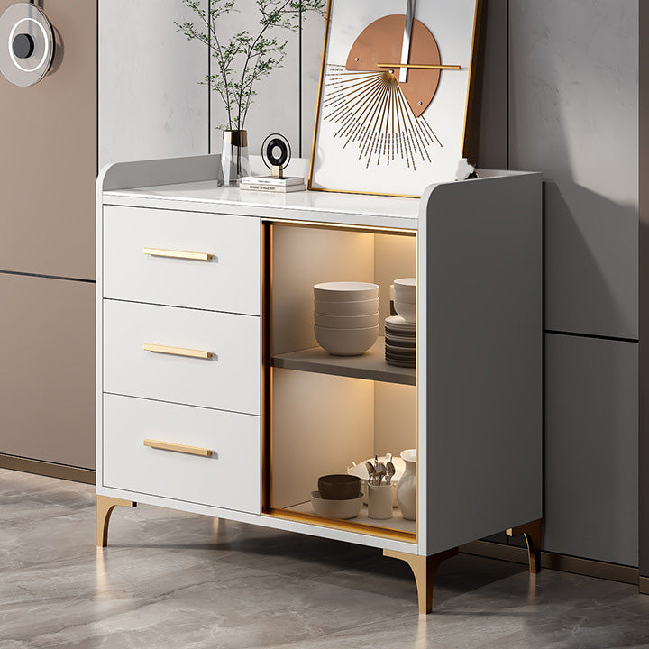 Portes en verre du buffet de style glamour Poard de latéraux avec armoires et tiroirs sans lumière