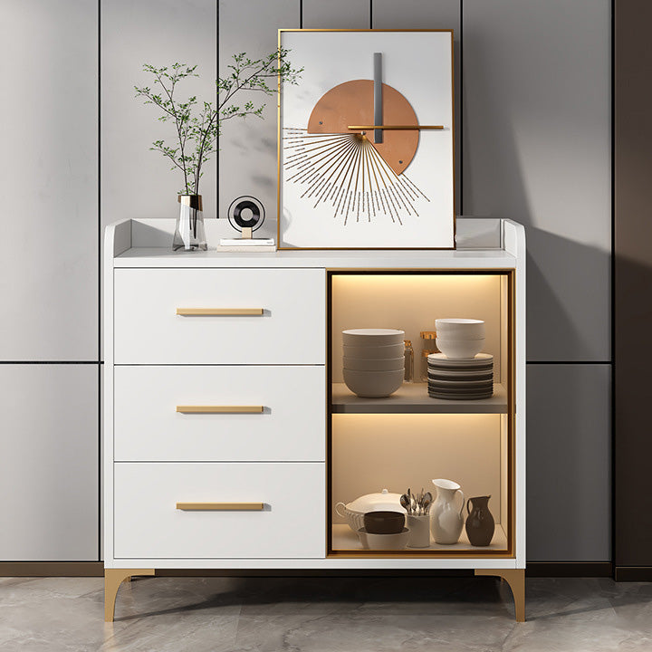 Portes en verre du buffet de style glamour Poard de latéraux avec armoires et tiroirs sans lumière