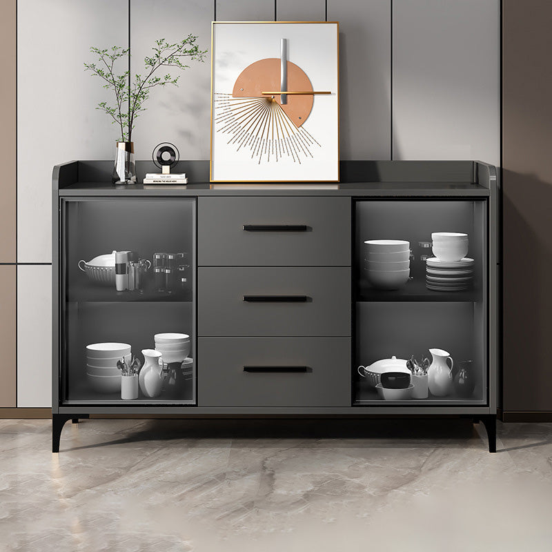 Portes en verre du buffet de style glamour Poard de latéraux avec armoires et tiroirs sans lumière