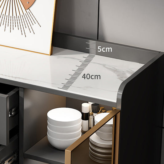 Scheda di vetro in legno in stile glam Scheda laterale con armadi e cassetti senza luce