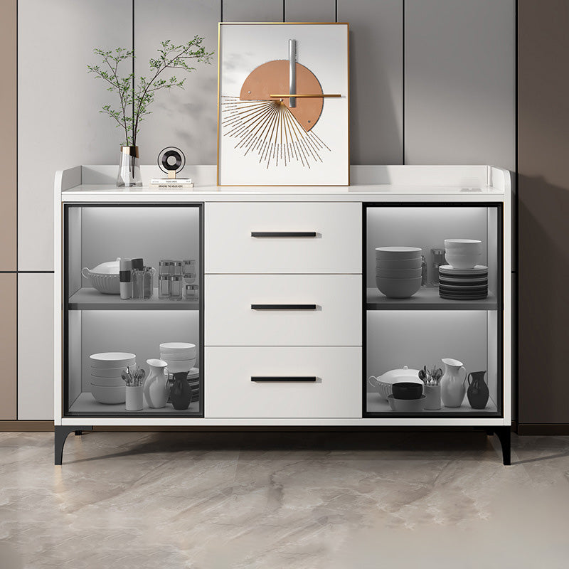 Portes en verre du buffet de style glamour Poard de latéraux avec armoires et tiroirs sans lumière