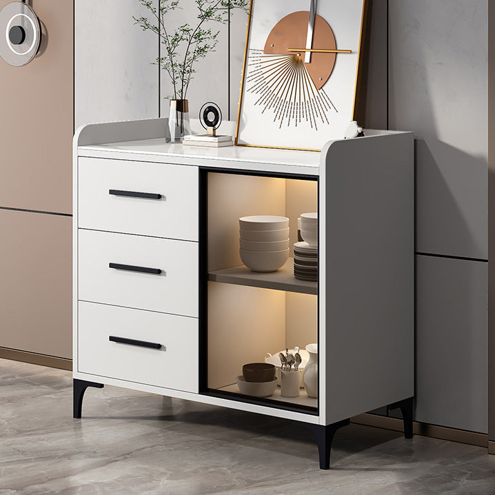 Portes en verre du buffet de style glamour Poard de latéraux avec armoires et tiroirs sans lumière