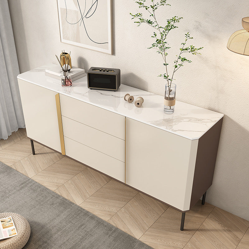 Glam Style Sideboard Stone Side Board with Cabinets and Drawers 47"L x 16"W x 35"H Clearhalo 'buffet_sideboard' 'Buffets & Sideboards' 'furn' 'furn_buffet_sideboard' 'Furniture' 'Kitchen & Dining Furniture' 6940177
