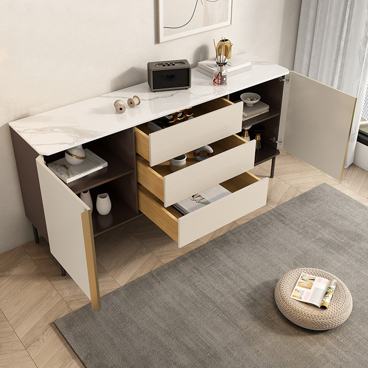 Glam Style Sideboard Stone Side Board with Cabinets and Drawers Clearhalo 'buffet_sideboard' 'Buffets & Sideboards' 'furn' 'furn_buffet_sideboard' 'Furniture' 'Kitchen & Dining Furniture' 6940184