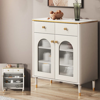 Scheda laterale Glam Sideboard Stone Glass con armadi e cassetti