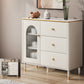Scheda laterale Glam Sideboard Stone Glass con armadi e cassetti