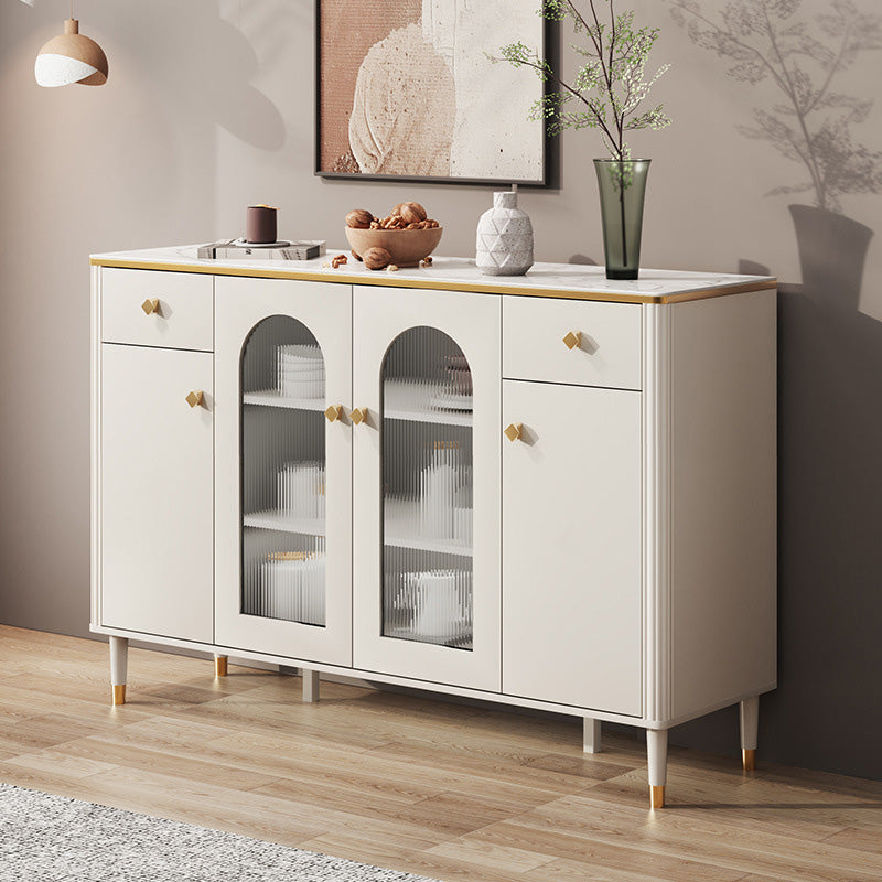 Scheda laterale Glam Sideboard Stone Glass con armadi e cassetti