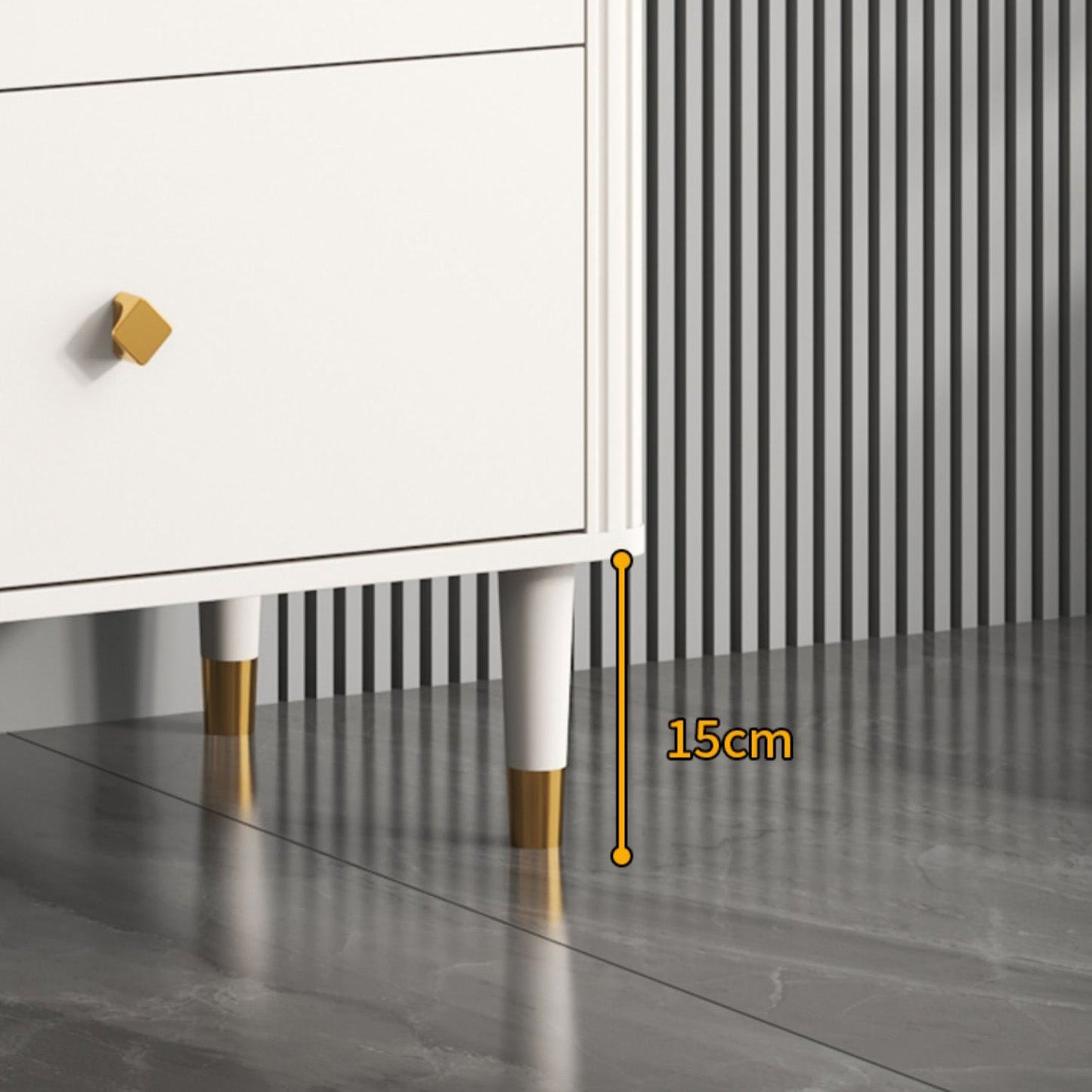 Scheda laterale Glam Sideboard Stone Glass con armadi e cassetti