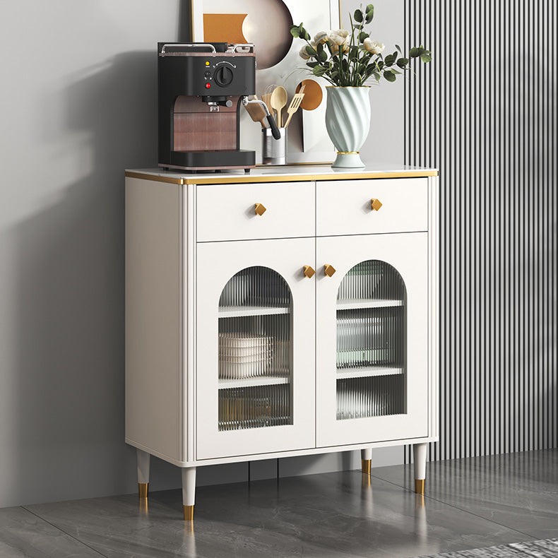 Scheda laterale Glam Sideboard Stone Glass con armadi e cassetti
