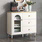 Scheda laterale Glam Sideboard Stone Glass con armadi e cassetti