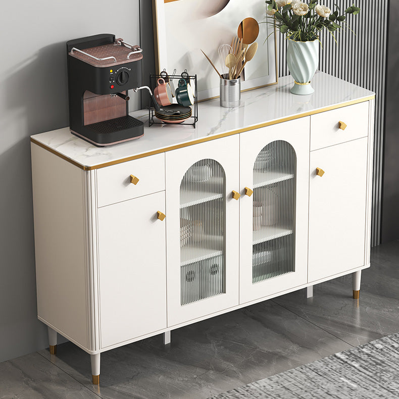 Scheda laterale Glam Sideboard Stone Glass con armadi e cassetti