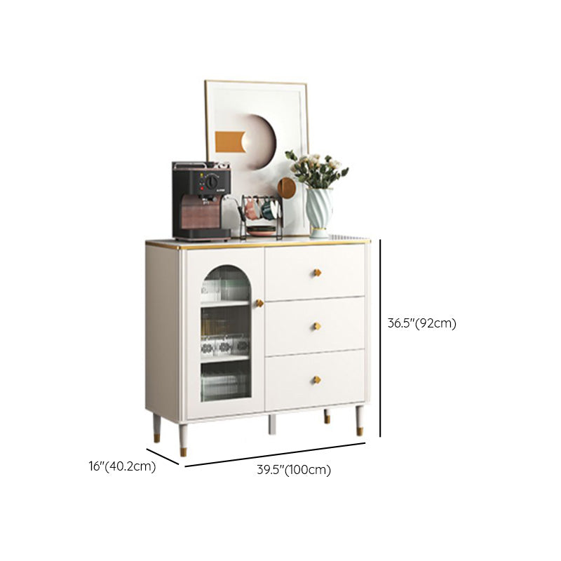 Scheda laterale Glam Sideboard Stone Glass con armadi e cassetti