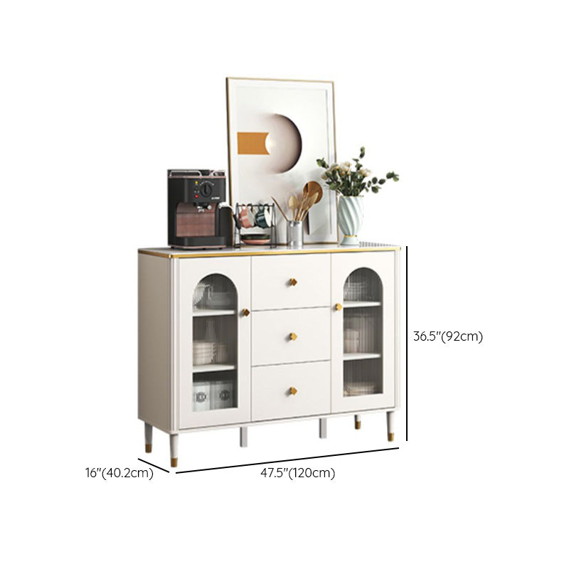 Scheda laterale Glam Sideboard Stone Glass con armadi e cassetti