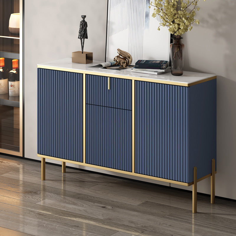 Glam Style Sideboard Stone Side Board with Drawers and Cabinets Blue Clearhalo 'buffet_sideboard' 'Buffets & Sideboards' 'furn' 'furn_buffet_sideboard' 'Furniture' 'Kitchen & Dining Furniture' 6940257