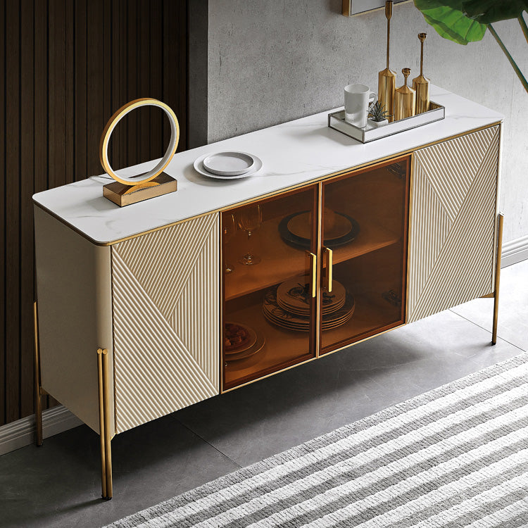 Sideboard -Glastüren im Glam -Stil Steinseitenbrett mit Schränken