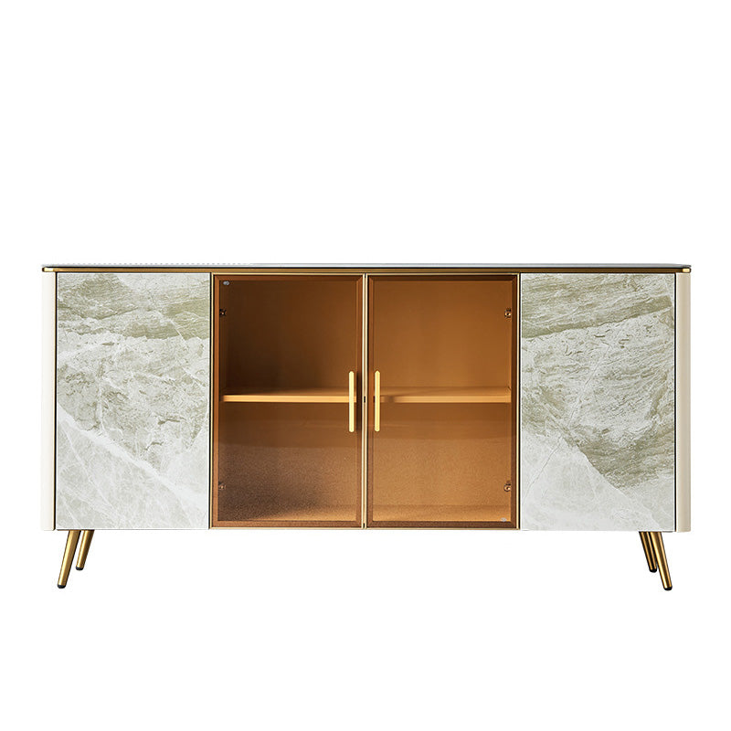 Sideboard -Glastüren im Glam -Stil Steinseitenbrett mit Schränken