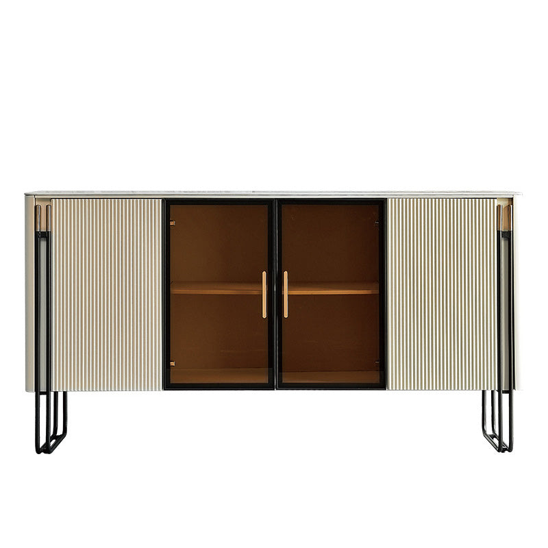 Sideboard -Glastüren im Glam -Stil Steinseitenbrett mit Schränken