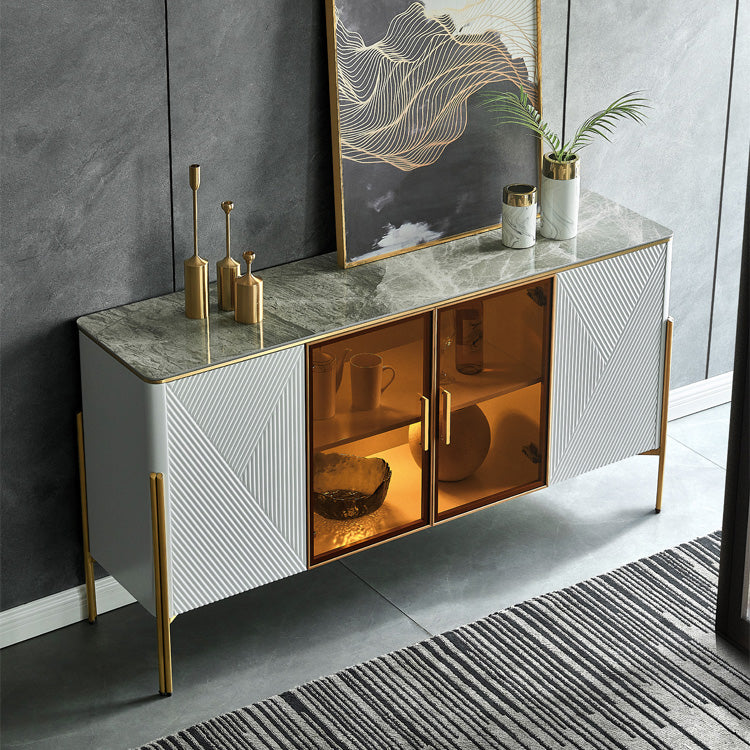 Sideboard -Glastüren im Glam -Stil Steinseitenbrett mit Schränken