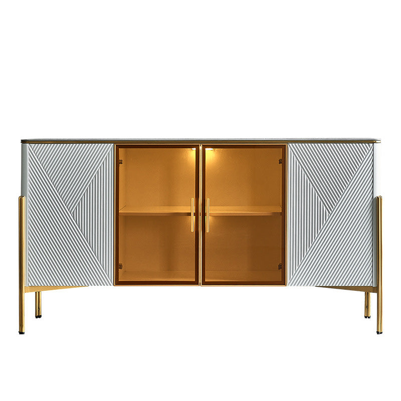 Sideboard -Glastüren im Glam -Stil Steinseitenbrett mit Schränken