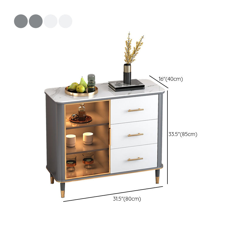 Portes de verre en pierre de buffre glamour avec armoire et tiroirs