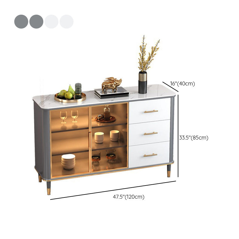 Portes de verre en pierre de buffre glamour avec armoire et tiroirs