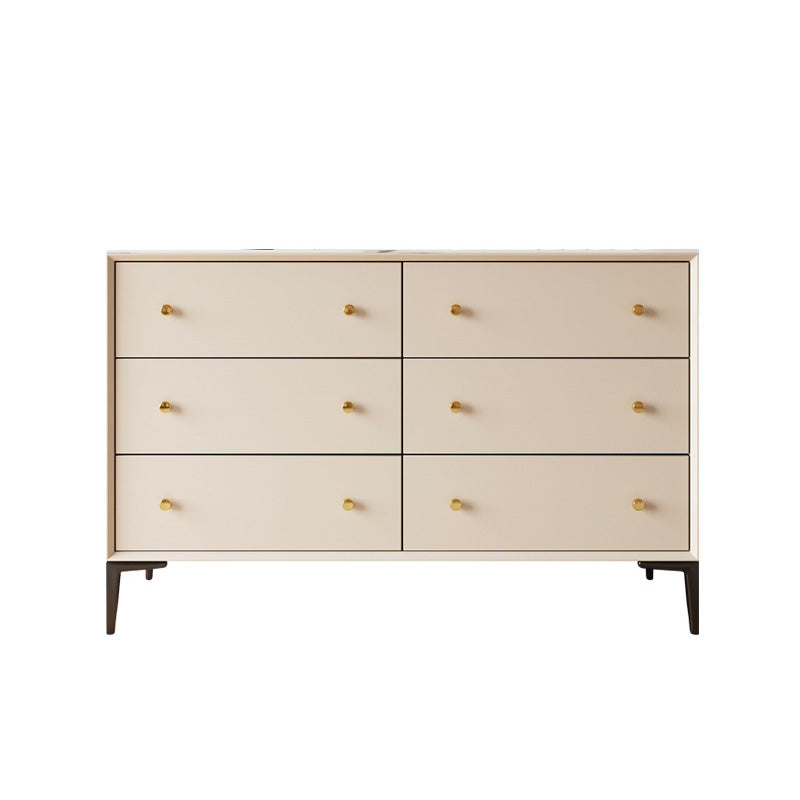 Glam Credenza Glass Doors Stone Side Board with Cabinets and Drawers Off-White Clearhalo 'buffet_sideboard' 'Buffets & Sideboards' 'furn' 'furn_buffet_sideboard' 'Furniture' 'Kitchen & Dining Furniture' 6940349